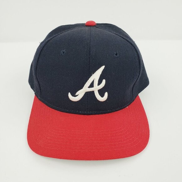 Vtg Atlanta Braves Sports Specialties Hat Blue Plain Logo Snapback Youngan EUC